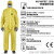 微护佳 2300防护服C级防化服耐酸碱工作服化学品危化品化工实验室 黄色-连体带帽 2300标准型（四件套） 2XL【建议身高188-194cm】