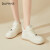 达芙妮（DAPHNE）小白鞋女2023秋季新款厚底增高平板鞋韩版学院风休闲鞋 米色4.3cm 39标准码