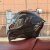 礼丝汀摩托车男全覆式双镜片揭面盔四季旅行拉力蓝牙全盔3C认证 黑绿镀银+银尾 M