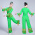 陆军武秧歌服演出服女民族风舞蹈服装广场舞套装中老年 绿色 加大XXXL