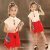 薇莱芺女童套装儿童汉服古装超仙两件套3-14岁女孩子中国风唐装学生衣服 170 成人款 红色