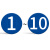 安燚 蓝底白字（1-10） 数字号码牌编号亚克力贴磁性号牌自粘磁力机器标牌圆牌序号牌GNG-521