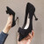 卡津奴（KAJINNU）  高跟鞋女春秋季新款2024年黑色细跟尖头浅口绒面职业气质礼仪鞋 黑色6厘米 36