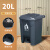 大垃圾桶大号商用大容量厨房脚踏脚踩式户外环卫桶带盖分类箱 20L脚踏桶-灰桶灰盖
