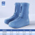 防水鞋套男款备美防滑防雨鞋加厚耐磨硅胶雨靴儿童下雨天外穿脚套 蓝色-高筒高2 XXL43-45