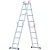 华昊创久 铝合金多功能折叠梯子 工程家用梯人字梯升降伸缩梯 铝合金折叠梯 白色四折5.0mm 肢体7.0=人梯3.4m