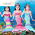 昕风华女童美人鱼服装游泳衣公主的裙子儿童美人鱼尾巴三件套装 彩虹色三件套 140cm