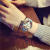 世希 韩版简约手表男学生创意个性女表时尚潮流镂空情侣款 三角形白带白盘 手表+备用电池