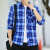 佐名仕（ZUOMINGSHI）格子衬衫男士时尚休闲长袖韩版修身帅气潮流青少年衬衣 蓝色格子 3XL