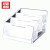 赫思迪格 JG-1582 名片收纳盒子 办公桌面名片座 透明名片架 展会创意精品名片盒 三格