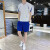 赫梵帝运动套装男夏季2020新款夏天速干短袖T恤男士休闲短裤运动服团体服装跑步健身衣 ZY5800 白色 3XL