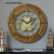 以琛美式圆形客厅壁钟个性创意欧式钟家用复古怀旧镂空齿轮壁挂 16寸金色加木头挂钟 19英寸
