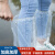 一次性防水鞋套雨天高位加厚防滑男女款透明隔离靴套耐磨塑料脚套 加厚长筒鞋套直筒松紧口白色1双