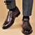 古尼沃品牌 轻奢商务正装皮鞋潮流舒适真皮皮鞋头层牛皮尖头布洛克鞋 黑色 42码