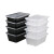 希万辉 长方形一次性餐盒塑料外卖打包盒带盖透明快餐盒 美式1500ml黑色100套带盖