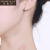 欧蜜拉OUMEYLLA 时尚韩版个性吉他音符设计感耳钉女简约不对称耳环S925银耳饰 白贝玫瑰金色