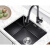 黑色纳米04不锈钢洗菜盆吧台手水槽台下盆厨房嵌入式单槽小 *40配黑色三合一抽拉净水龙头