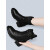 大东（dusto）马丁靴女2022冬季新款女鞋子女靴子百搭粗跟短靴中跟马丁鞋女士皮 黑色/不加绒  （标准尺码） 35