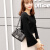 AGOTG品牌香港小香风包包女2023新款潮时尚全皮菱格链条包单肩斜挎小包 黑色 小款