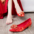 雪衣王蒲恋红色结婚婚鞋女2023新款踩堂新娘鞋低跟高跟粗跟红鞋平底秀禾 粗跟2.5厘米 偏大半码 34