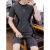 兰佩怡夏季冰丝短袖t恤男士套装休闲运动短裤搭配一套青少年帅气两件套 黑色201短裤套装 2XL