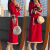 创琪潘新年战袍新中式国风女装加绒套装裙冬季唐装改良旗袍上衣半身裙子 上衣+半身裙【两件套】 S