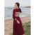 闲莎套装女冬装时尚 两气质型过年中国风新年战袍衣服拜年服喜庆 红色（金丝绒） S 建议70-90斤