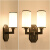 莎庭（SARTILL）简约轻奢全铜小壁灯新中式铜艺玻璃简单复古卧室灯具床头灯过道 黑色单头/全铜