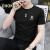 CHOKPIS莫代尔冰丝短袖t恤男2023夏季新款时尚潮流创意印花体恤上衣服装 黑色 XL 135-150斤