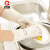 厚创 丁腈手套 厨房洗碗清洁洗衣橡胶耐用型防水磨砂 白色 中号 2双装