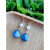 青鹊凰猫眼蓝晶石耳环 天然蓝色水晶宝石耳坠天然气质蓝绒晶 9mm蓝晶石+天然珍珠 长度：4CM