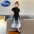 迪士尼（Disney）女童国风连衣裙夏季新款儿童女孩中大童装中式水墨画裙子套装 图片色 160