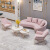 北欧简约办公室接待沙发 创意沙发卡座 服装店休息布艺沙发椅定制 单人小沙发粉色绒布