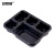 安赛瑞 一次性五格快餐盒便当盒 1000ML（300套装）加厚多分格打包外卖饭盒长方形商务盒餐具带盖 黑色 25066