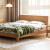 源氏木语实木床卧室双人床小户型北欧原木家用橡木斜靠大板床1.5*2.0m低铺Y28B47