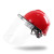 百工透明面屏有机面罩隔热防冲击防飞溅铝合金支架配帽式防护面具 透明2mm铝支架面罩+ABS 帽 百工默认红色帽