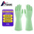 严品安防 工业耐酸碱橡胶手套 绿色长袖33CM 防油防化耐腐蚀防护 家庭清洁 加厚双层胶手套ST-001