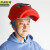 京洲实邦面罩配红帽+2片透明2片9号镜片 可视窗不翻盖 红钢纸头戴式焊工安全帽JZSB-9138XJ