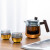 玻璃茶具套装 家用高硼硅耐冷耐热墨色透明木把茶壶茶杯功夫茶具