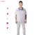 中国中车短袖工作服夏季薄款车间套装米白色 米白上衣加裤子 短袖后背带标 165/80A M