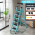 梯子阁楼专用结实简易安全加厚室内用的伸缩户外室外电工衣柜 新款升级加厚碳钢-蓝色-6步(大踏 板20cm)