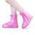 品之德 雨鞋鞋套防水防滑外穿脚套雨靴拉链水鞋套透明粉色 XL