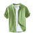 歌世爵夏季棉麻衬衫男短袖舒适休闲纯色亚麻布料青年男士短袖衬衣 绿色 L