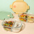 特百惠（Tupperware）饭盒微波炉饭盒上班族微波炉加热专用的带饭餐盒玻璃保鲜盒分隔型 奶黄长圆三格900+送餐包+餐具