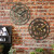 以琛美式圆形客厅壁钟个性创意欧式钟家用复古怀旧镂空齿轮壁挂 16寸金色加木头挂钟 19英寸
