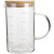 优思居量杯大容量水杯带刻度耐高温可微波厨房烘焙容器玻璃杯 500ml带盖加厚款