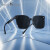 海伦凯勒（HELEN KELLER）太阳镜王一博同款偏光墨镜女复古方框眼镜防紫外线开车专用驾驶镜 全色灰片+亮黑框H01