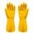 曼睩M001黄色乳胶手套5双加厚防水防油耐磨清洁劳保手套