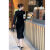 FLYCARP轻奢小香风连衣裙法式拼接中长款女高级感气质显瘦裙子名媛修身遮 黑色假两件连衣裙 XL(建议125-135斤）