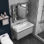 赛诺纳美 太空铝收纳储物柜岩板台盆陶瓷盆智能浴室镜柜组合洗手盆卫浴柜 [加厚铝材]莫兰迪灰40CM-一体